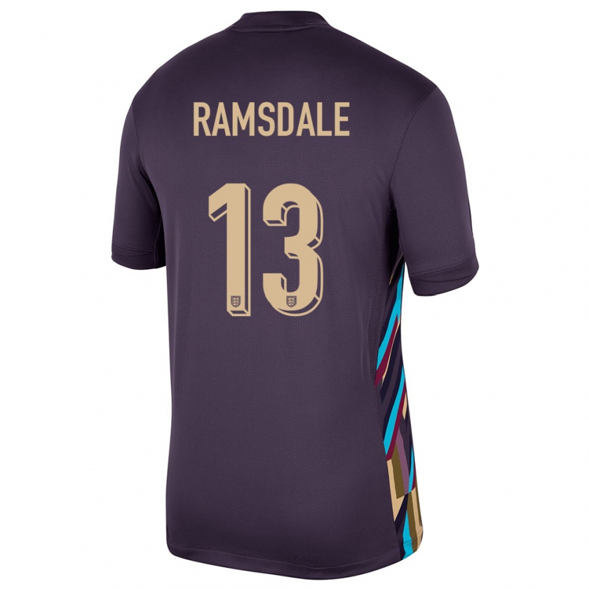 Kandiny Kinder England Aaron Ramsdale #13 Dunkle Rosine Auswärtstrikot Trikot 24-26 T-Shirt