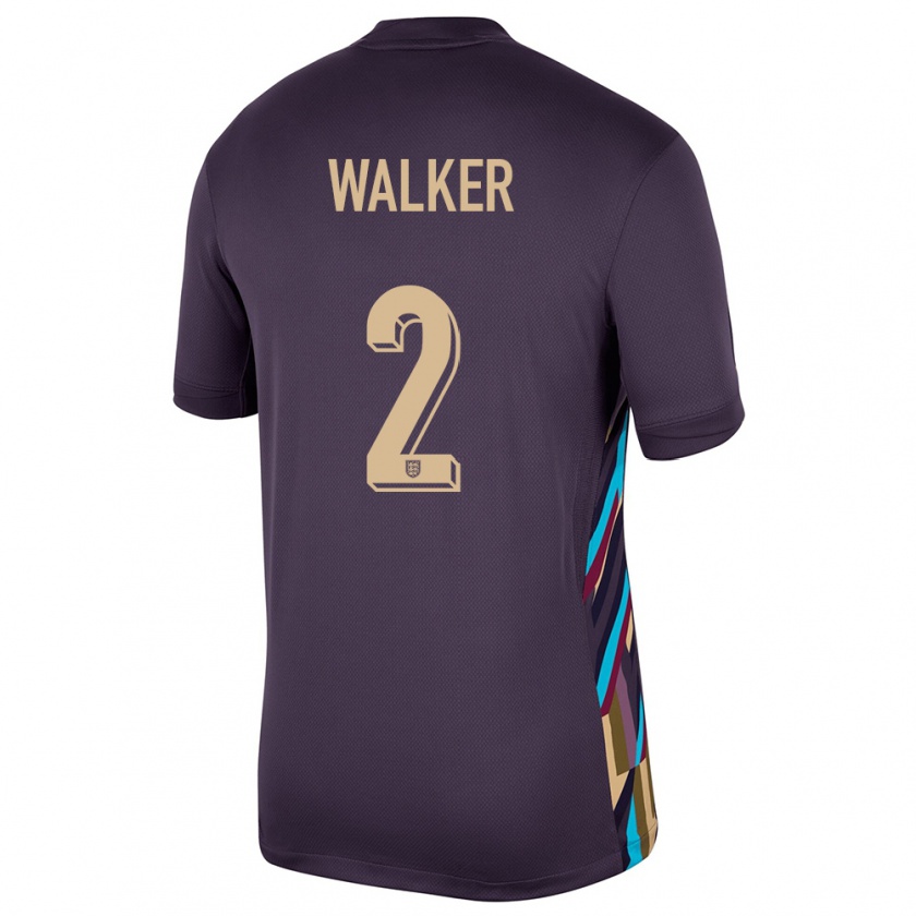 Kandiny Kinder England Kyle Walker #2 Dunkle Rosine Auswärtstrikot Trikot 24-26 T-Shirt