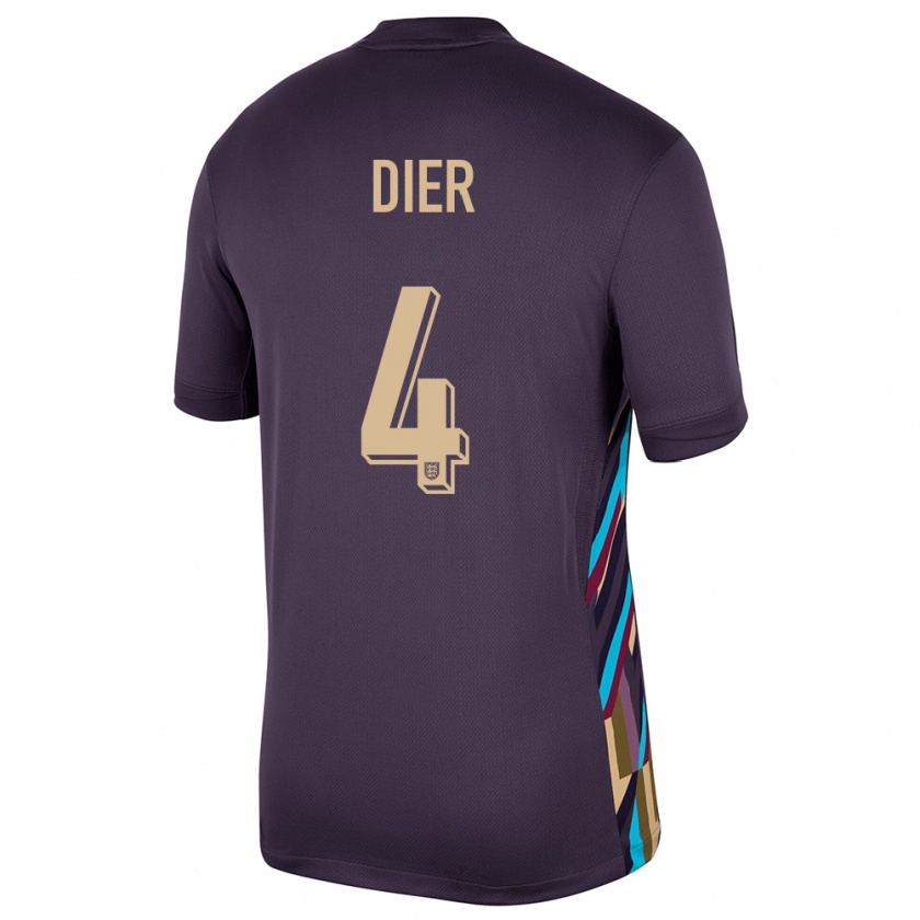 Kandiny Kinder England Eric Dier #4 Dunkle Rosine Auswärtstrikot Trikot 24-26 T-Shirt