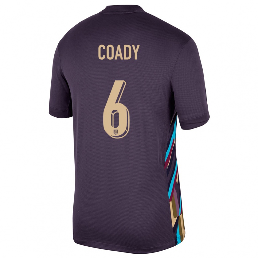 Kandiny Kinder England Conor Coady #6 Dunkle Rosine Auswärtstrikot Trikot 24-26 T-Shirt