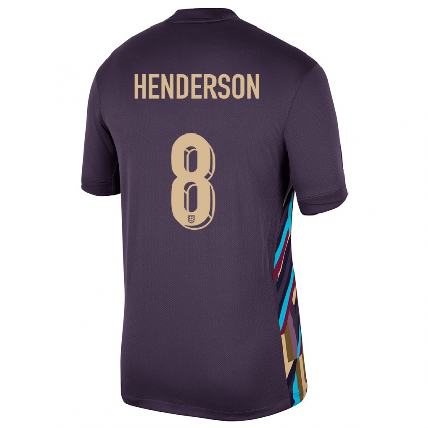 Kandiny Kinder England Jordan Henderson #8 Dunkle Rosine Auswärtstrikot Trikot 24-26 T-Shirt