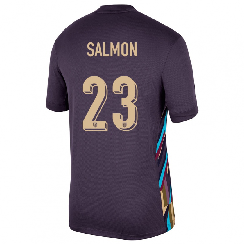 Kandiny Kinder England Ebony Salmon #23 Dunkle Rosine Auswärtstrikot Trikot 24-26 T-Shirt