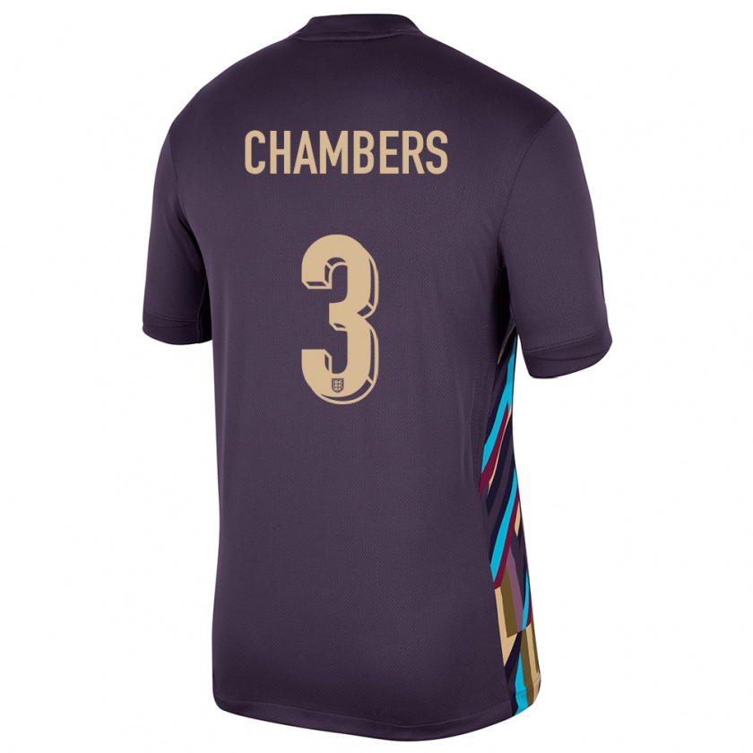 Kandiny Kinder England Luke Chambers #3 Dunkle Rosine Auswärtstrikot Trikot 24-26 T-Shirt