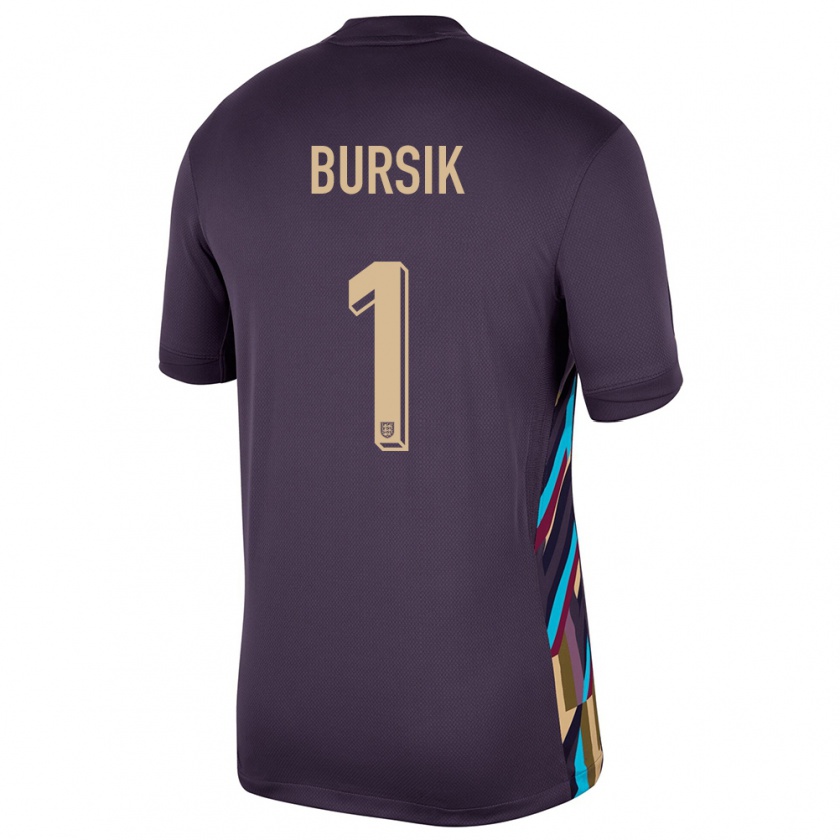 Kandiny Kinder England Josef Bursik #1 Dunkle Rosine Auswärtstrikot Trikot 24-26 T-Shirt