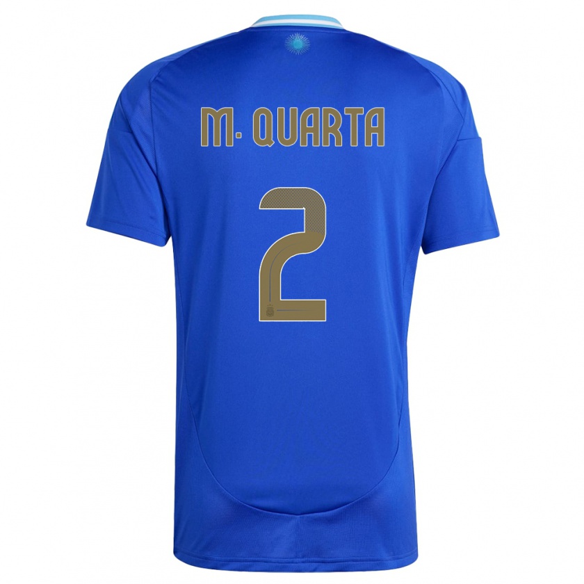 Kandiny Kinder Argentinien Lucas Martinez Quarta #2 Blau Auswärtstrikot Trikot 24-26 T-Shirt