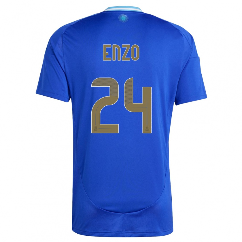 Kandiny Kinder Argentinien Enzo Fernandez #24 Blau Auswärtstrikot Trikot 24-26 T-Shirt