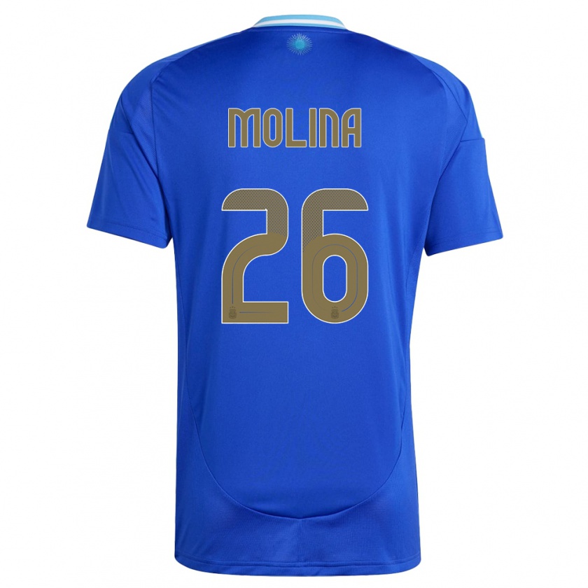 Kandiny Kinder Argentinien Nahuel Molina #26 Blau Auswärtstrikot Trikot 24-26 T-Shirt