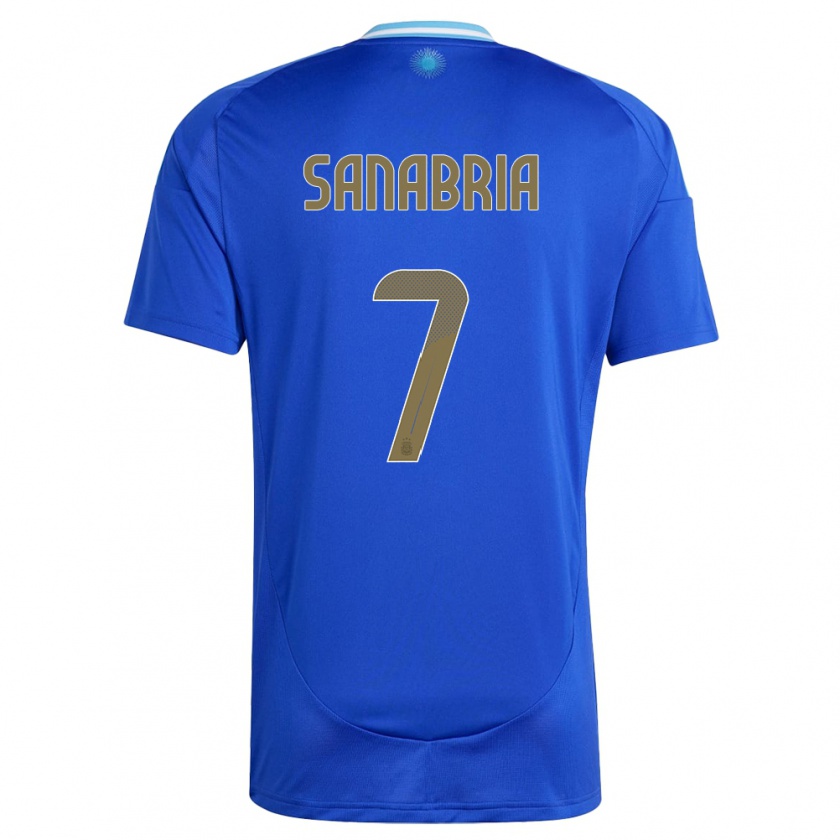 Kandiny Kinder Argentinien Mateo Sanabria #7 Blau Auswärtstrikot Trikot 24-26 T-Shirt