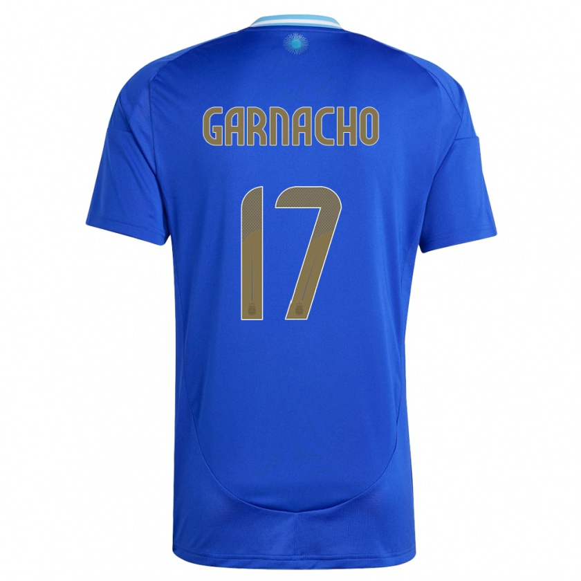 Kandiny Kinder Argentinien Alejandro Garnacho #17 Blau Auswärtstrikot Trikot 24-26 T-Shirt