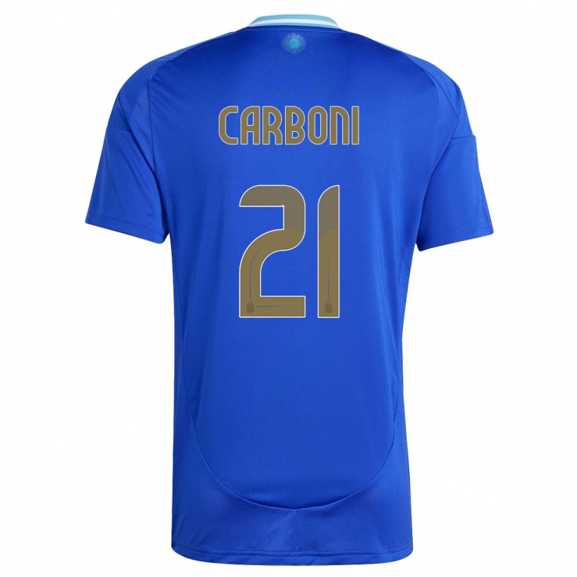 Kandiny Kinder Argentinien Valentin Carboni #21 Blau Auswärtstrikot Trikot 24-26 T-Shirt