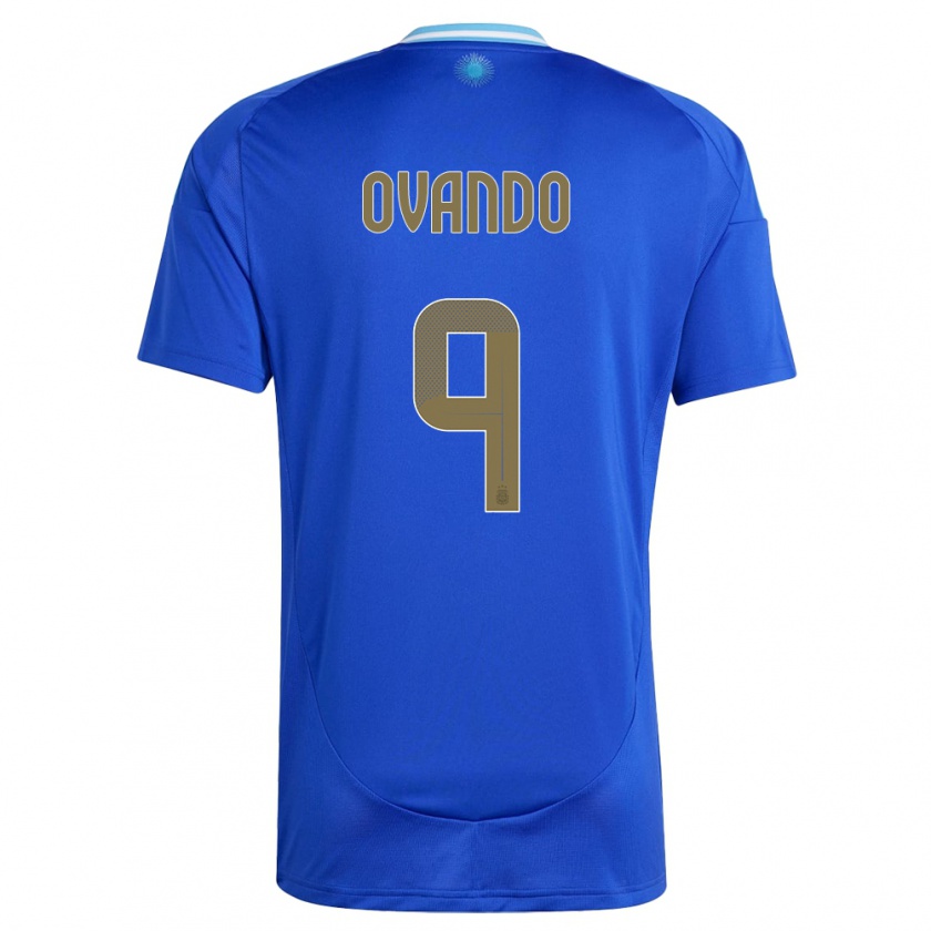 Kandiny Kinder Argentinien Lautaro Ovando #9 Blau Auswärtstrikot Trikot 24-26 T-Shirt