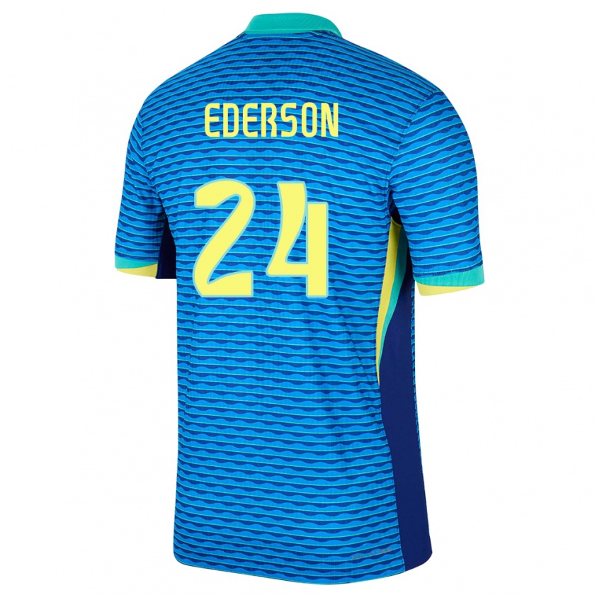 Kandiny Kinder Brasilien Ederson #24 Blau Auswärtstrikot Trikot 24-26 T-Shirt