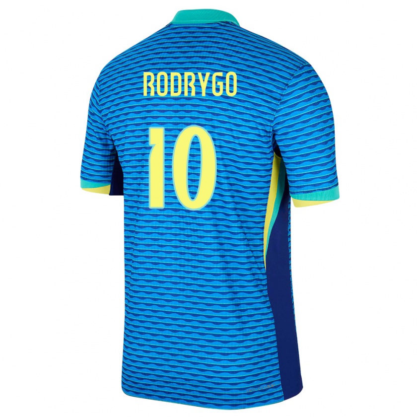 Kandiny Kinder Brasilien Rodrygo #10 Blau Auswärtstrikot Trikot 24-26 T-Shirt