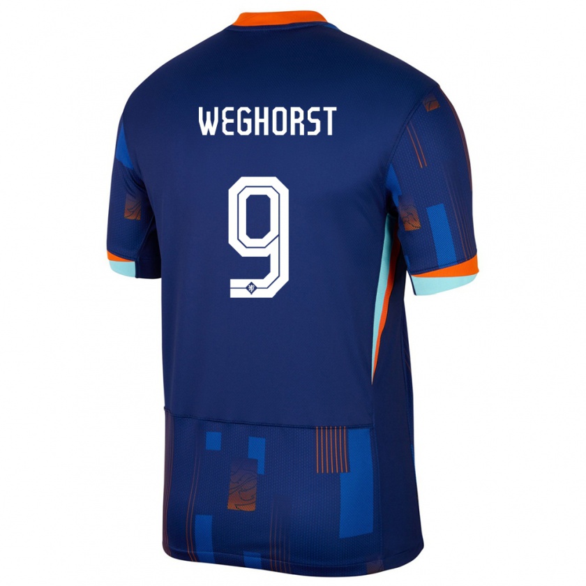 Kandiny Kinder Niederlande Wout Weghorst #9 Blau Auswärtstrikot Trikot 24-26 T-Shirt