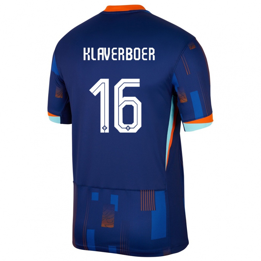 Kandiny Kinder Niederlande Bernt Klaverboer #16 Blau Auswärtstrikot Trikot 24-26 T-Shirt