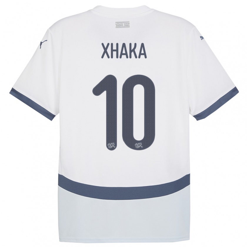 Kandiny Kinder Schweiz Granit Xhaka #10 Weiß Auswärtstrikot Trikot 24-26 T-Shirt