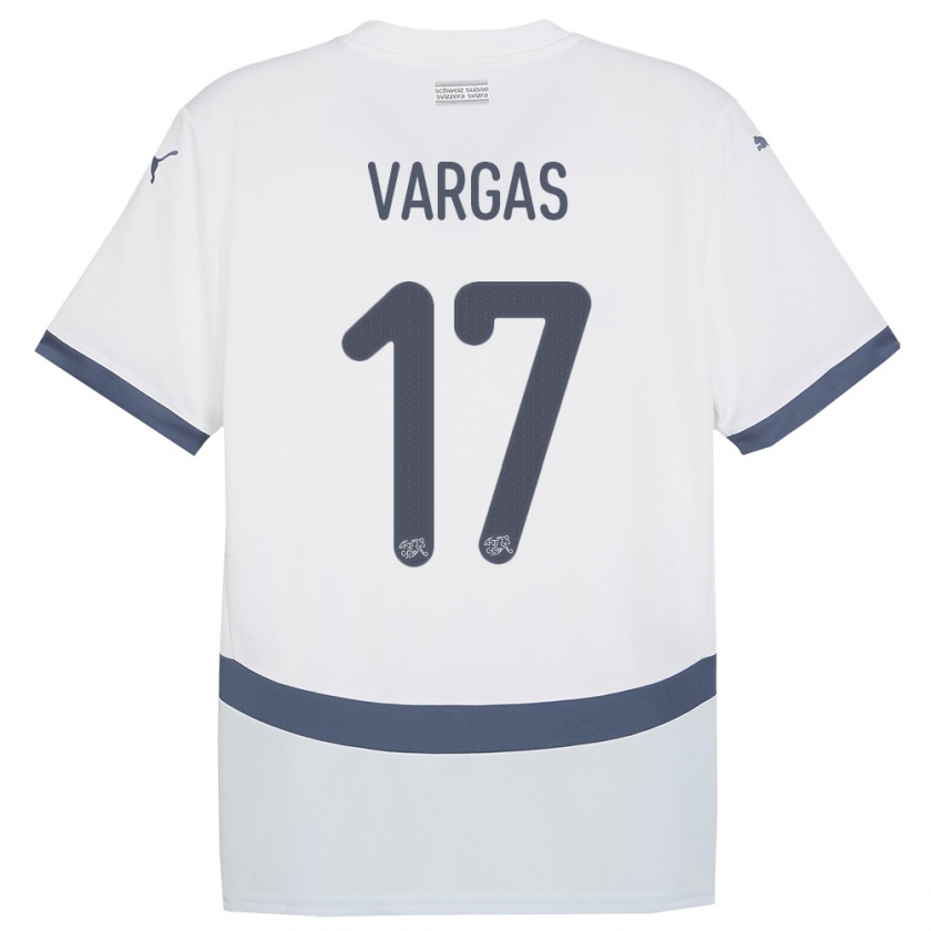 Kandiny Kinder Schweiz Ruben Vargas #17 Weiß Auswärtstrikot Trikot 24-26 T-Shirt