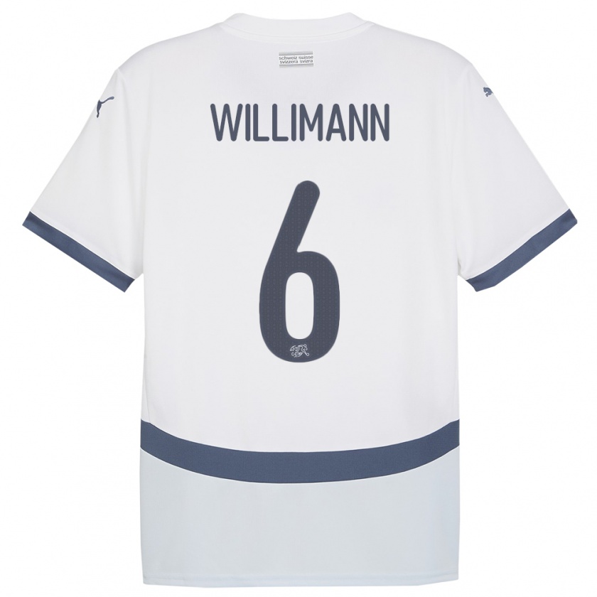 Kandiny Kinder Schweiz Mauricio Willimann #6 Weiß Auswärtstrikot Trikot 24-26 T-Shirt