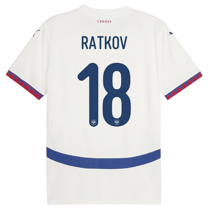 Kandiny Kinder Serbien Petar Ratkov #18 Weiß Auswärtstrikot Trikot 24-26 T-Shirt