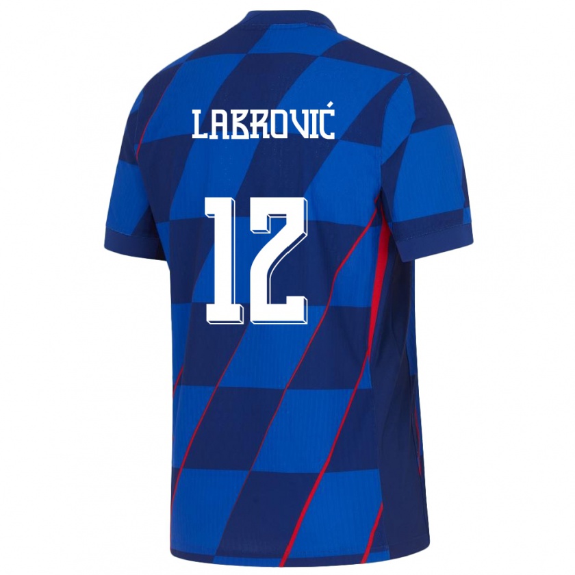 Kandiny Kinder Kroatien Nediljko Labrovic #12 Blau Auswärtstrikot Trikot 24-26 T-Shirt