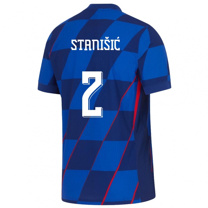 Kandiny Kinder Kroatien Josip Stanisic #2 Blau Auswärtstrikot Trikot 24-26 T-Shirt