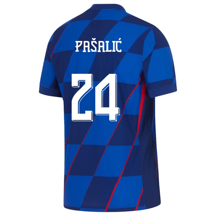 Kandiny Kinder Kroatien Marco Pasalic #24 Blau Auswärtstrikot Trikot 24-26 T-Shirt