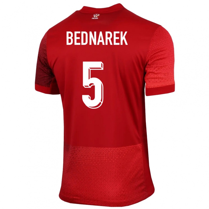 Kandiny Kinder Polen Jan Bednarek #5 Rot Auswärtstrikot Trikot 24-26 T-Shirt