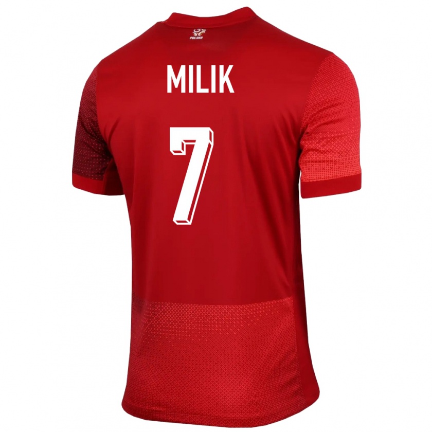 Kandiny Kinder Polen Arkadiusz Milik #7 Rot Auswärtstrikot Trikot 24-26 T-Shirt