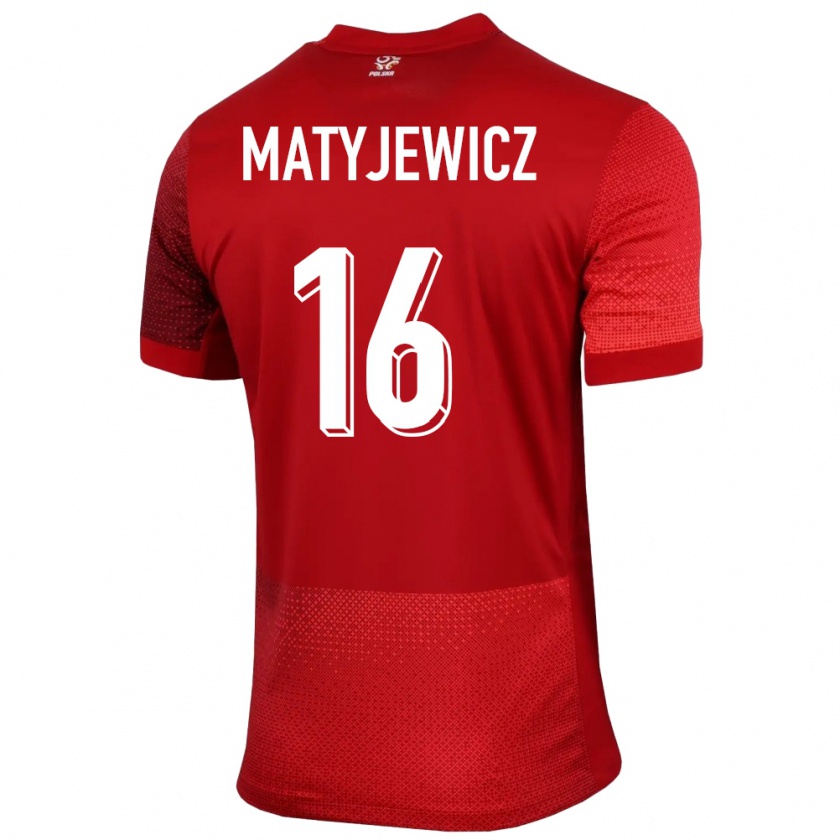 Kandiny Kinder Polen Wiktor Matyjewicz #16 Rot Auswärtstrikot Trikot 24-26 T-Shirt