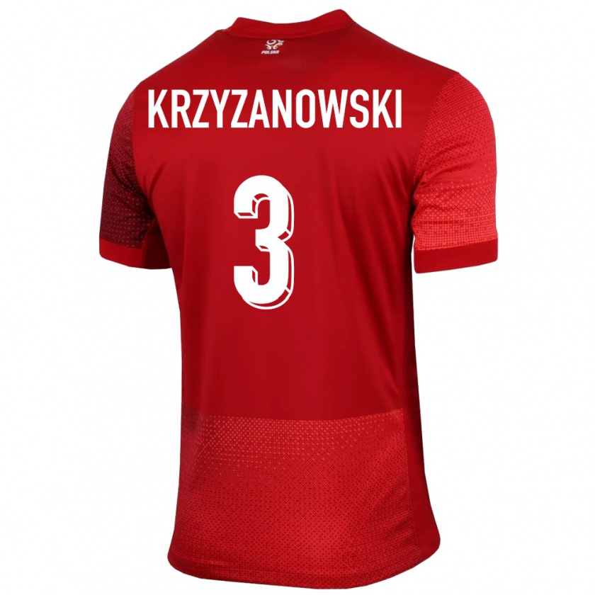 Kandiny Kinder Polen Jakub Krzyzanowski #3 Rot Auswärtstrikot Trikot 24-26 T-Shirt