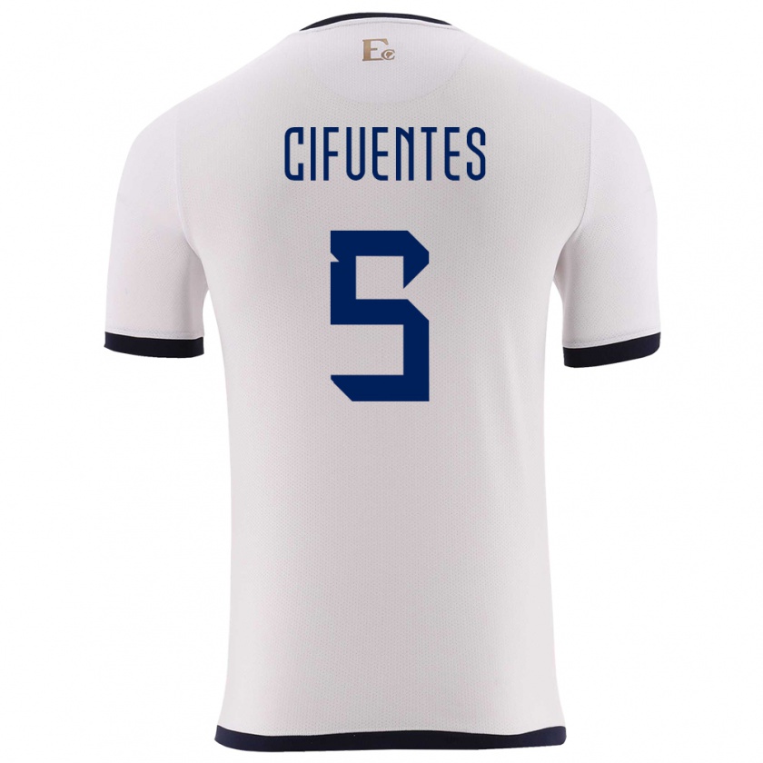 Kandiny Kinder Ecuador Jose Cifuentes #5 Weiß Auswärtstrikot Trikot 24-26 T-Shirt