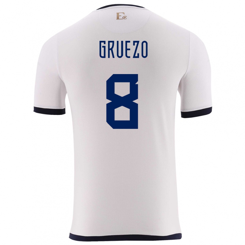 Kandiny Kinder Ecuador Carlos Gruezo #8 Weiß Auswärtstrikot Trikot 24-26 T-Shirt