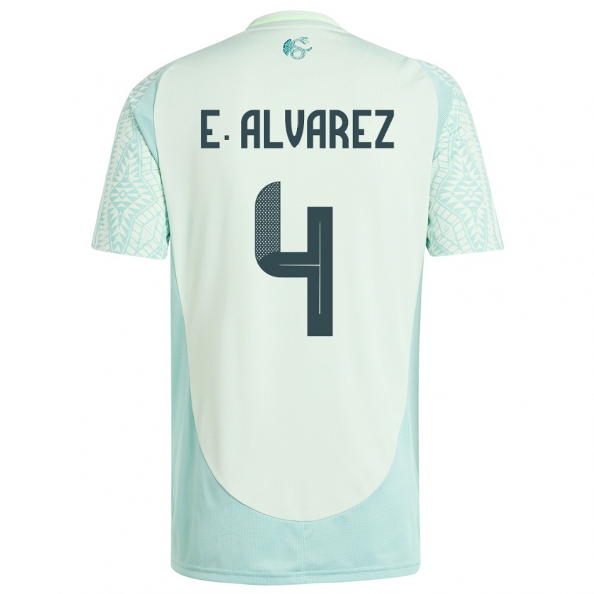 Kandiny Kinder Mexiko Edson Alvarez #4 Leinengrün Auswärtstrikot Trikot 24-26 T-Shirt