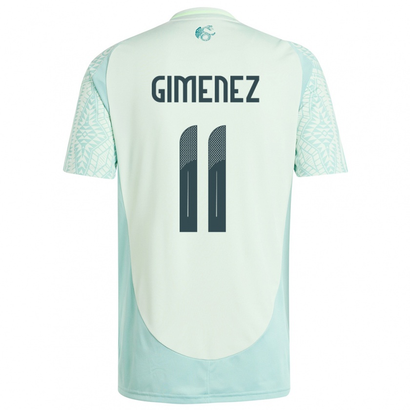 Kandiny Kinder Mexiko Santiago Gimenez #11 Leinengrün Auswärtstrikot Trikot 24-26 T-Shirt