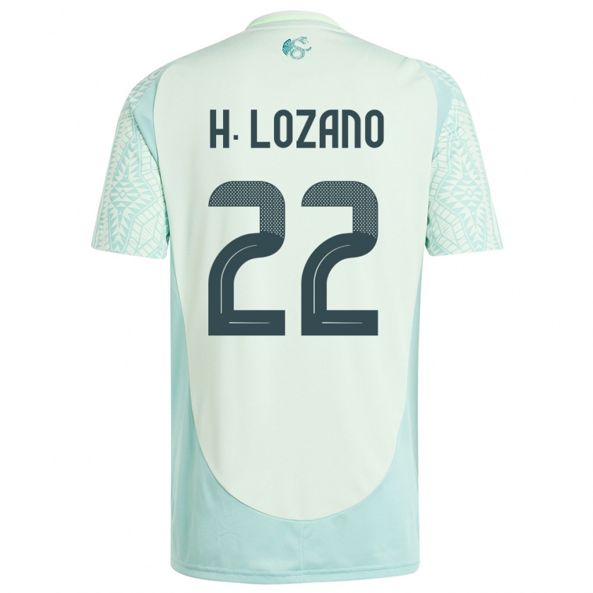 Kandiny Kinder Mexiko Hirving Lozano #22 Leinengrün Auswärtstrikot Trikot 24-26 T-Shirt