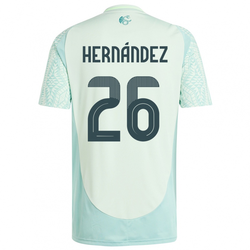 Kandiny Kinder Mexiko Nicolette Hernandez #26 Leinengrün Auswärtstrikot Trikot 24-26 T-Shirt