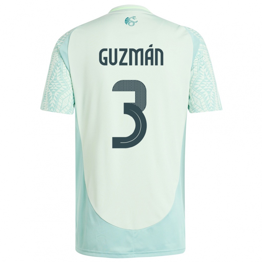 Kandiny Kinder Mexiko Victor Guzman #3 Leinengrün Auswärtstrikot Trikot 24-26 T-Shirt