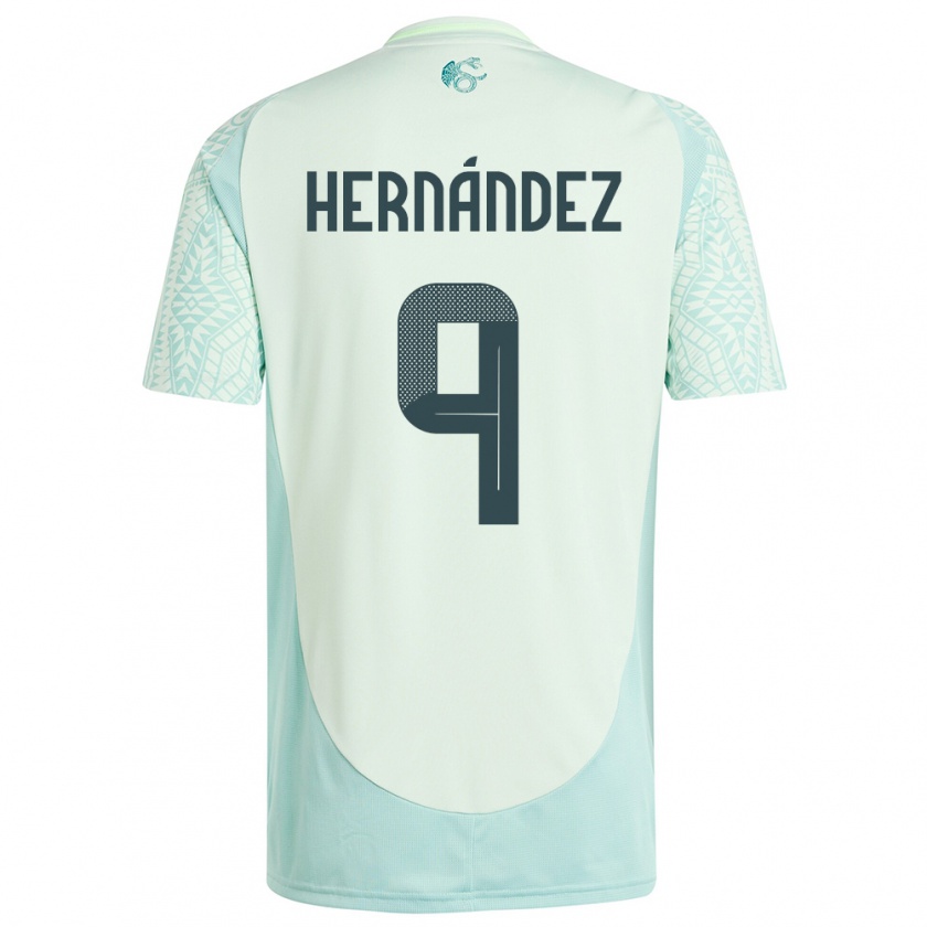 Kandiny Kinder Mexiko Jesus Hernandez #9 Leinengrün Auswärtstrikot Trikot 24-26 T-Shirt