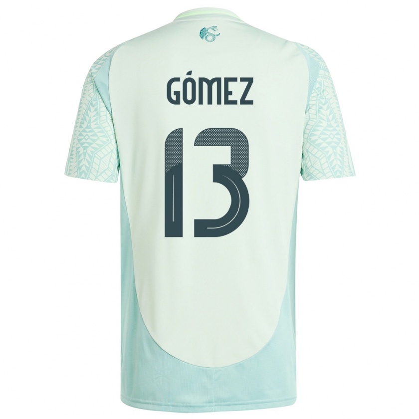 Kandiny Kinder Mexiko Diego Gomez #13 Leinengrün Auswärtstrikot Trikot 24-26 T-Shirt