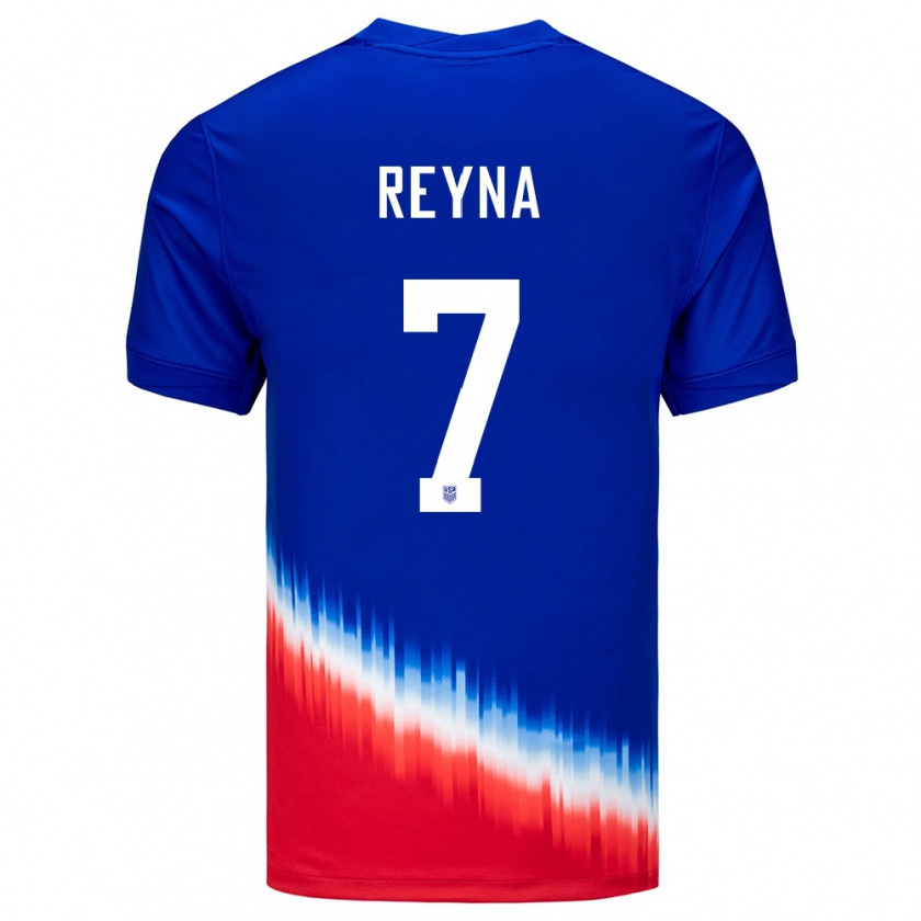 Kandiny Kinder Vereinigte Staaten Giovanni Reyna #7 Blau Auswärtstrikot Trikot 24-26 T-Shirt