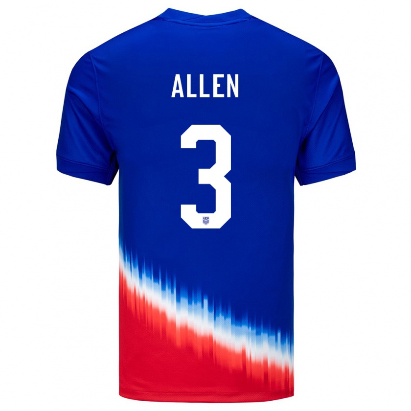 Kandiny Kinder Vereinigte Staaten Noah Allen #3 Blau Auswärtstrikot Trikot 24-26 T-Shirt