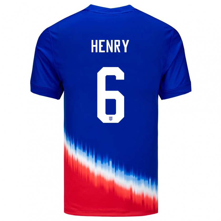 Kandiny Kinder Vereinigte Staaten Kobi Henry #6 Blau Auswärtstrikot Trikot 24-26 T-Shirt