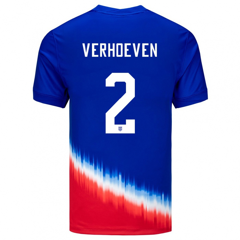 Kandiny Kinder Vereinigte Staaten Oscar Verhoeven #2 Blau Auswärtstrikot Trikot 24-26 T-Shirt