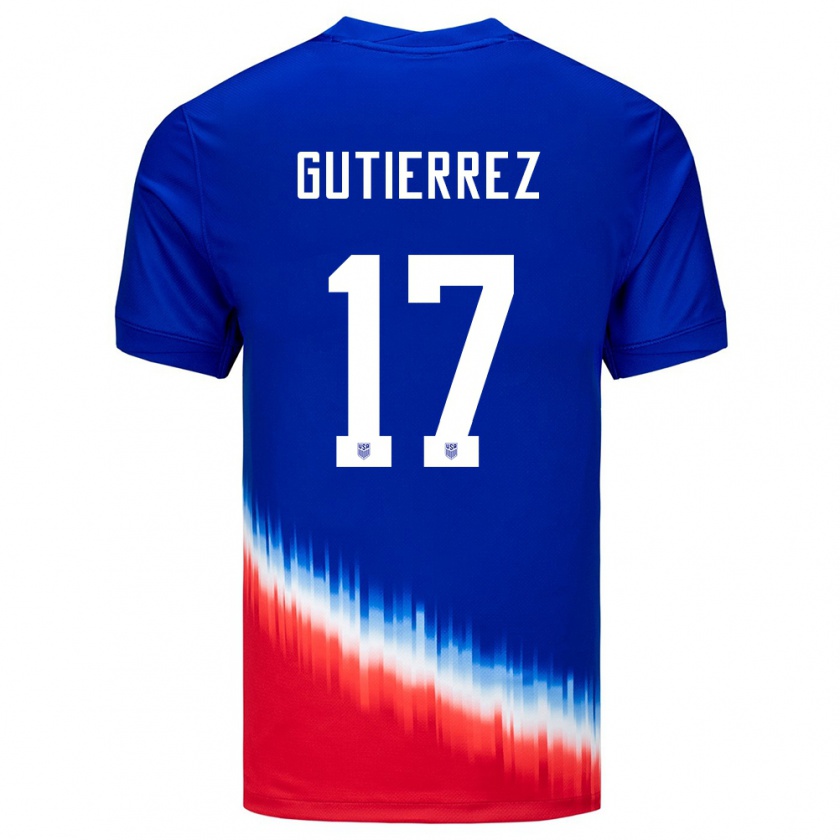 Kandiny Kinder Vereinigte Staaten Brian Gutierrez #17 Blau Auswärtstrikot Trikot 24-26 T-Shirt