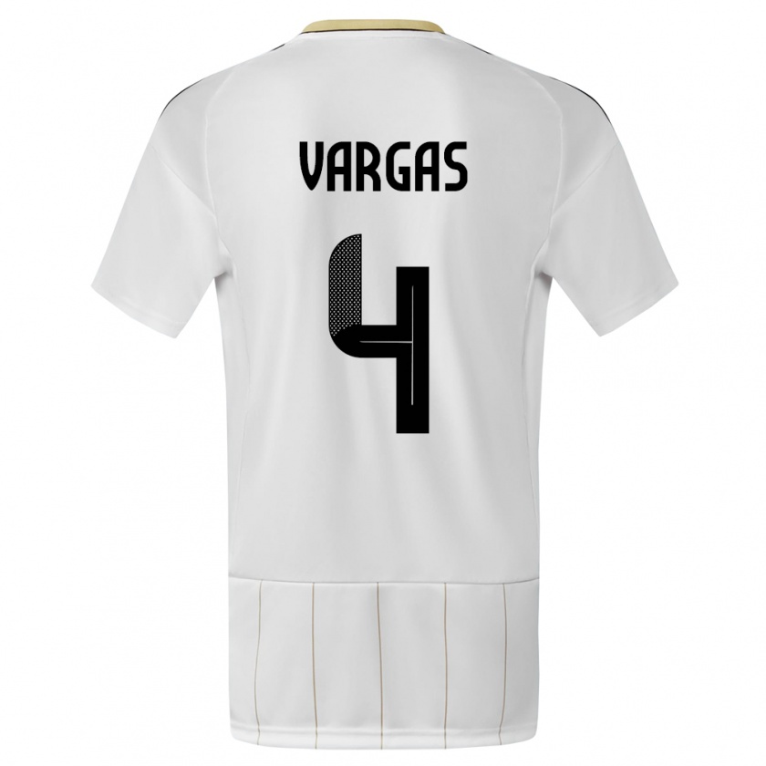 Kandiny Kinder Costa Rica Juan Pablo Vargas #4 Weiß Auswärtstrikot Trikot 24-26 T-Shirt