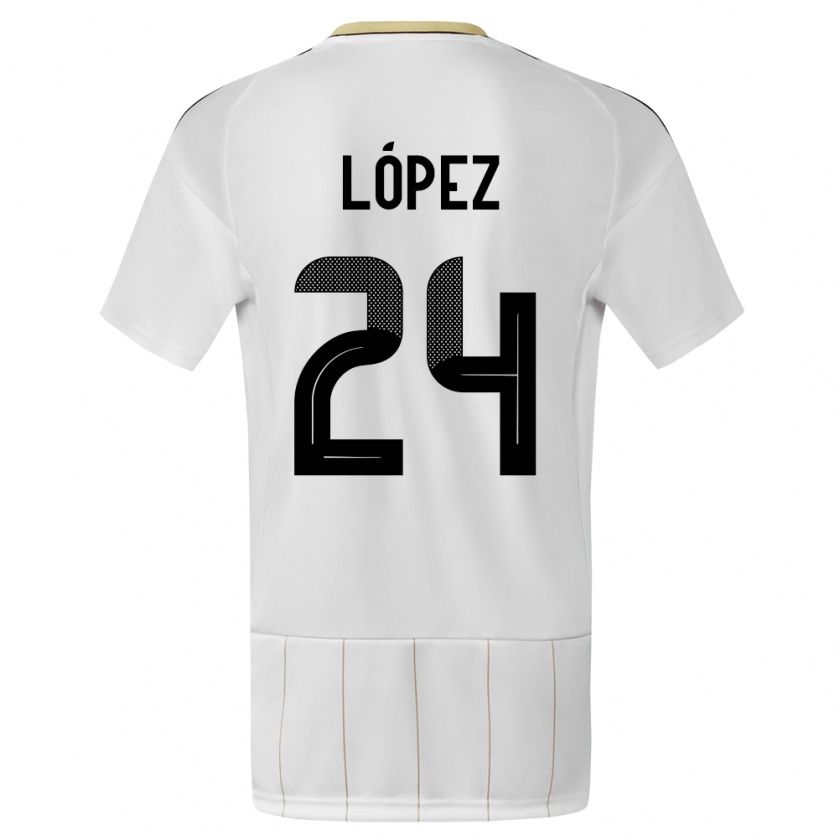 Kandiny Kinder Costa Rica Douglas Lopez #24 Weiß Auswärtstrikot Trikot 24-26 T-Shirt