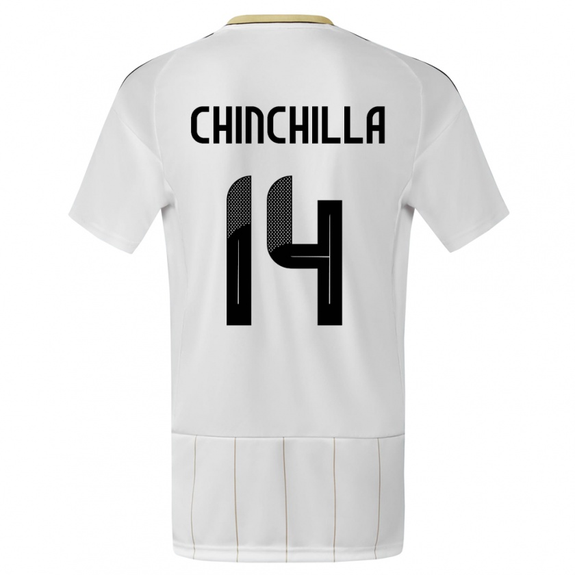 Kandiny Kinder Costa Rica Priscila Chinchilla #14 Weiß Auswärtstrikot Trikot 24-26 T-Shirt