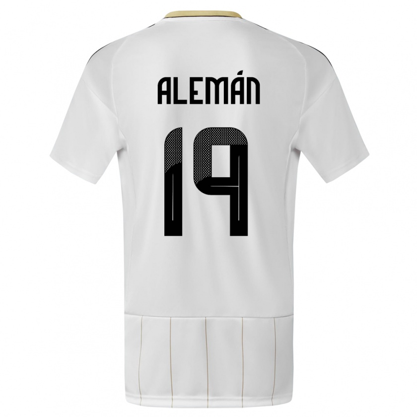 Kandiny Kinder Costa Rica Fabricio Aleman #19 Weiß Auswärtstrikot Trikot 24-26 T-Shirt