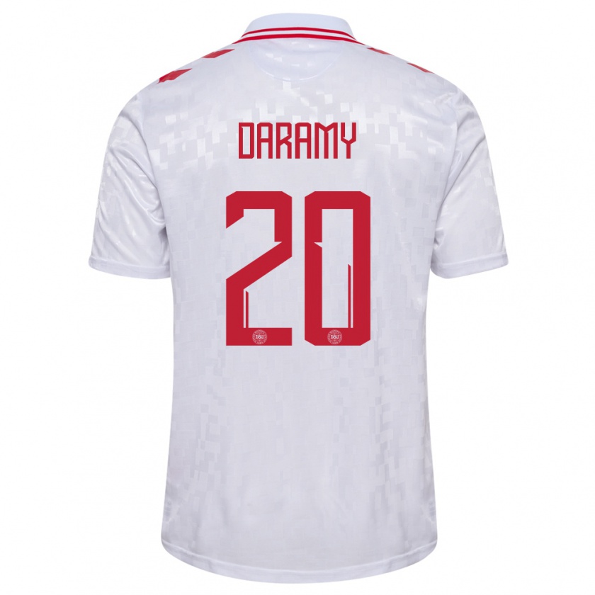 Kandiny Kinder Dänemark Mohamed Daramy #20 Weiß Auswärtstrikot Trikot 24-26 T-Shirt