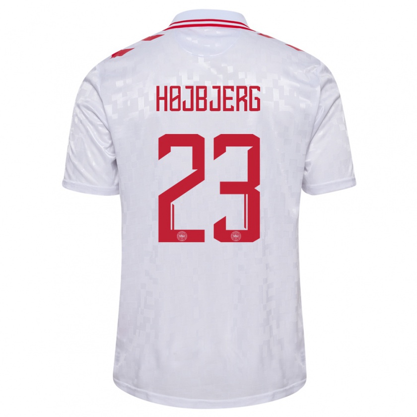 Kandiny Kinder Dänemark Pierre-Emile Højbjerg #23 Weiß Auswärtstrikot Trikot 24-26 T-Shirt